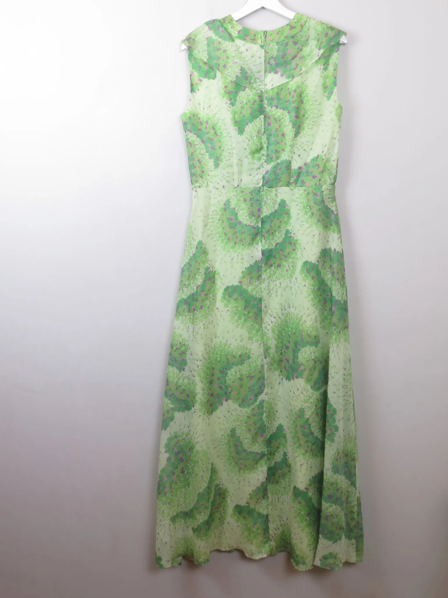 Vintage Green Printed Floral Maxi Dress M