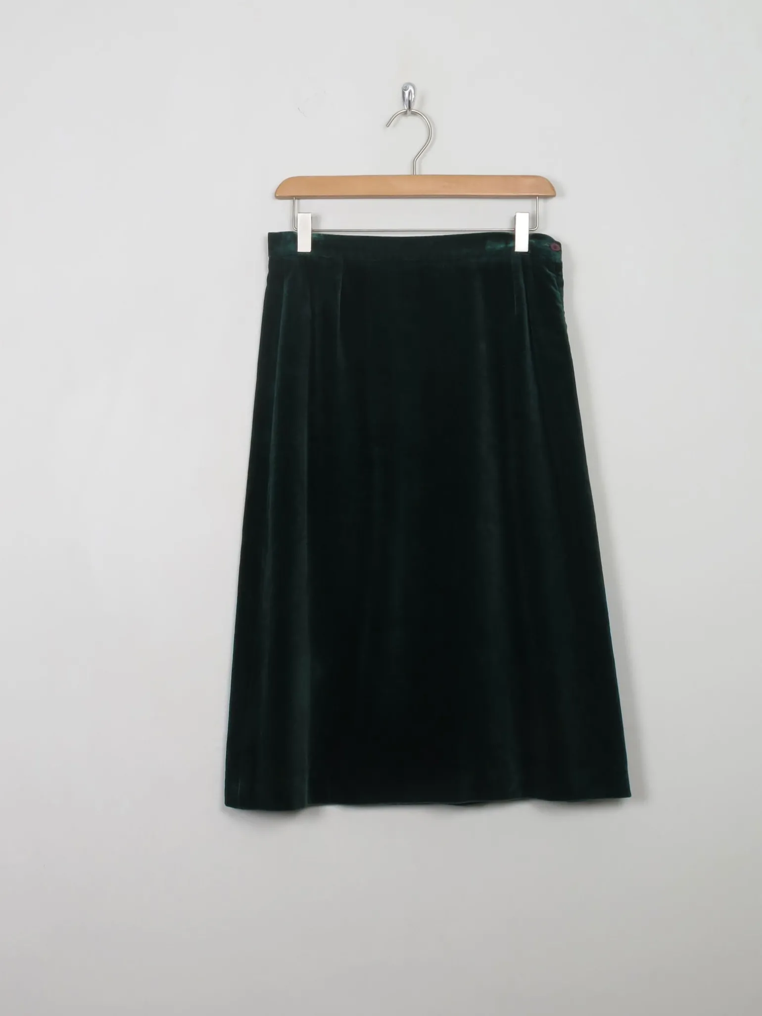 Vintage Green Velvet Skirt 27"W