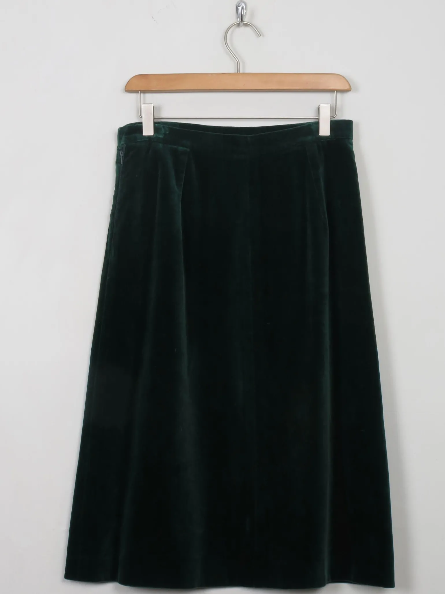 Vintage Green Velvet Skirt 27"W
