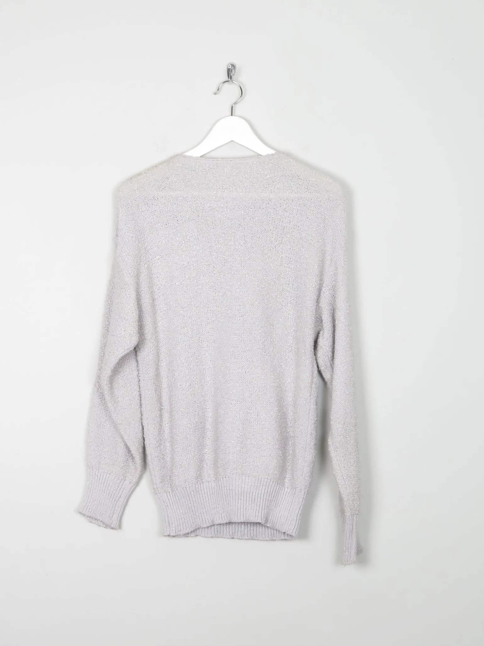 Vintage Grey & Silver Lurex Jumper With Appliqué S/M