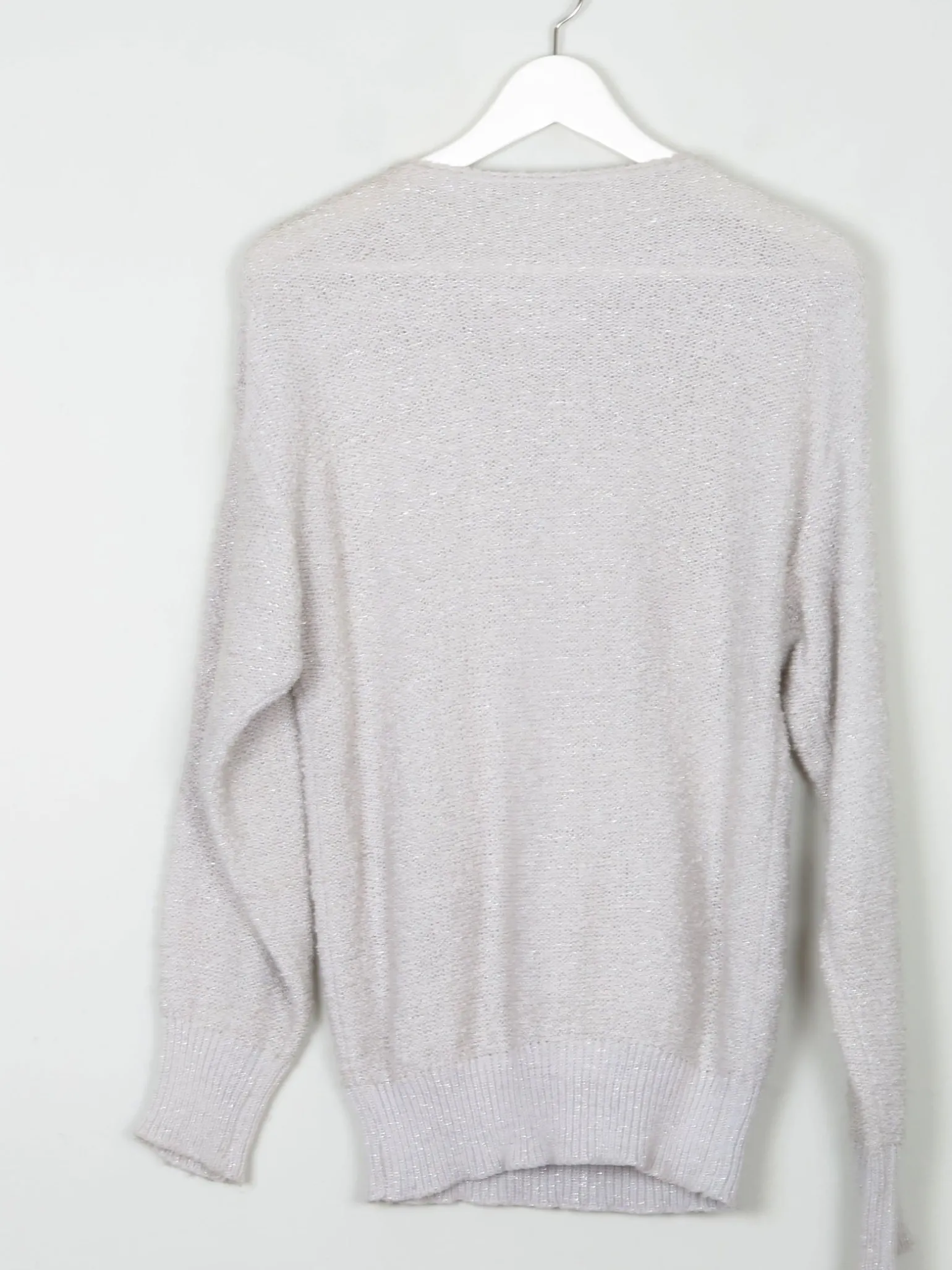 Vintage Grey & Silver Lurex Jumper With Appliqué S/M