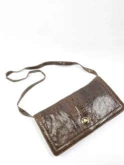 Vintage Khaki Green Snake Envelope  Bag