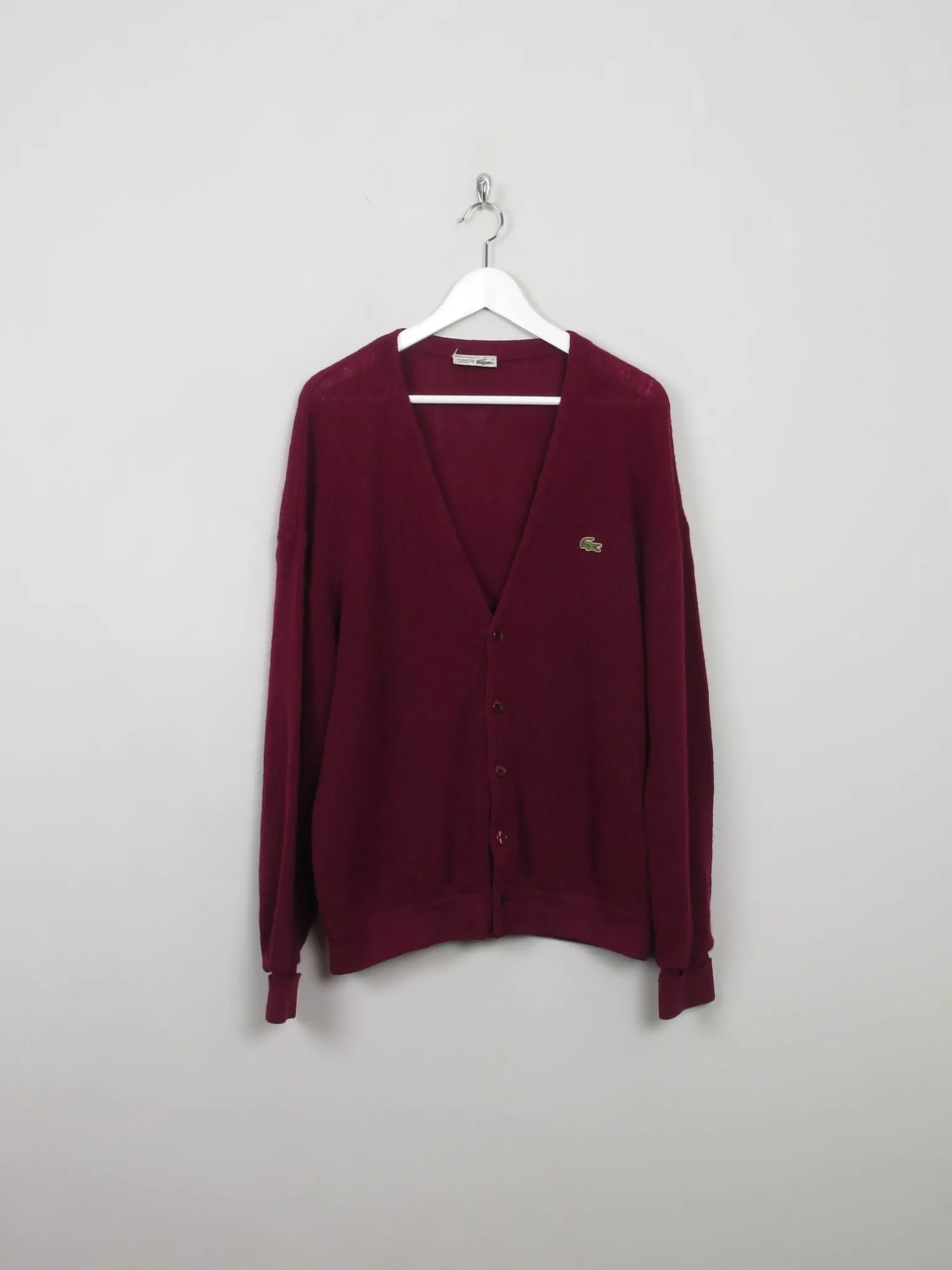 Vintage Lacoste Wine Wool Cardigan M/L