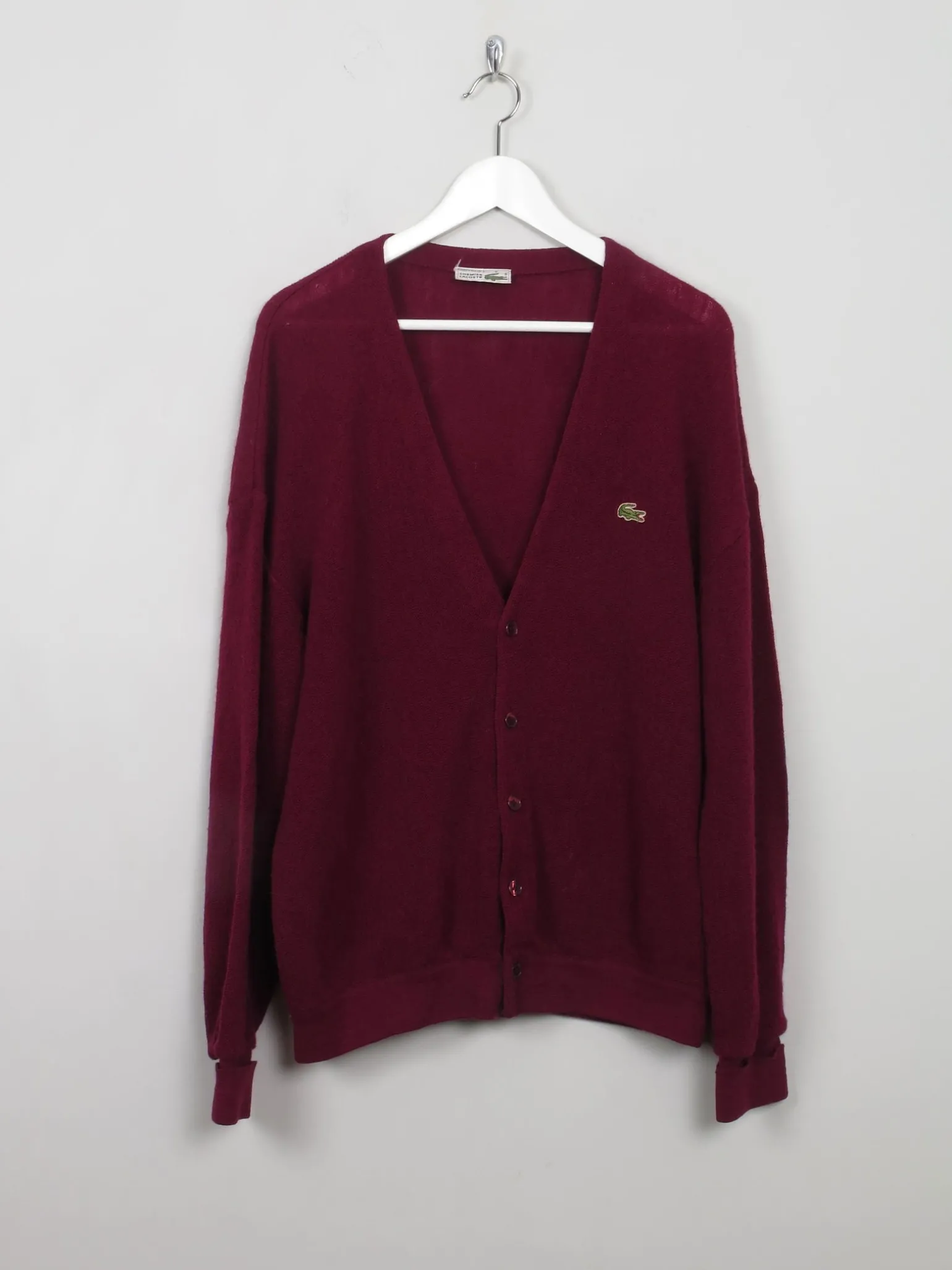 Vintage Lacoste Wine Wool Cardigan M/L