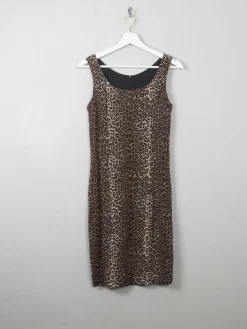 Vintage Leopard Print Fitted Dress XS