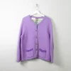 Vintage Lilac Austrian Cardigan With Appliqué L/XL