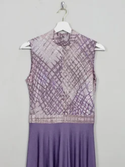Vintage Lilac Turtleneck 1970s Sleeveless Maxi Dress S