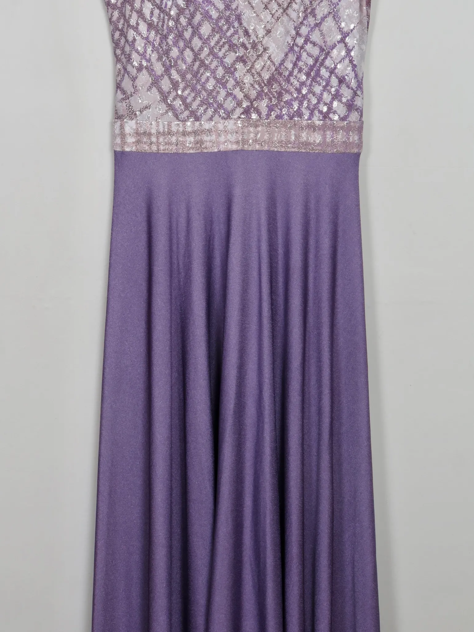 Vintage Lilac Turtleneck 1970s Sleeveless Maxi Dress S