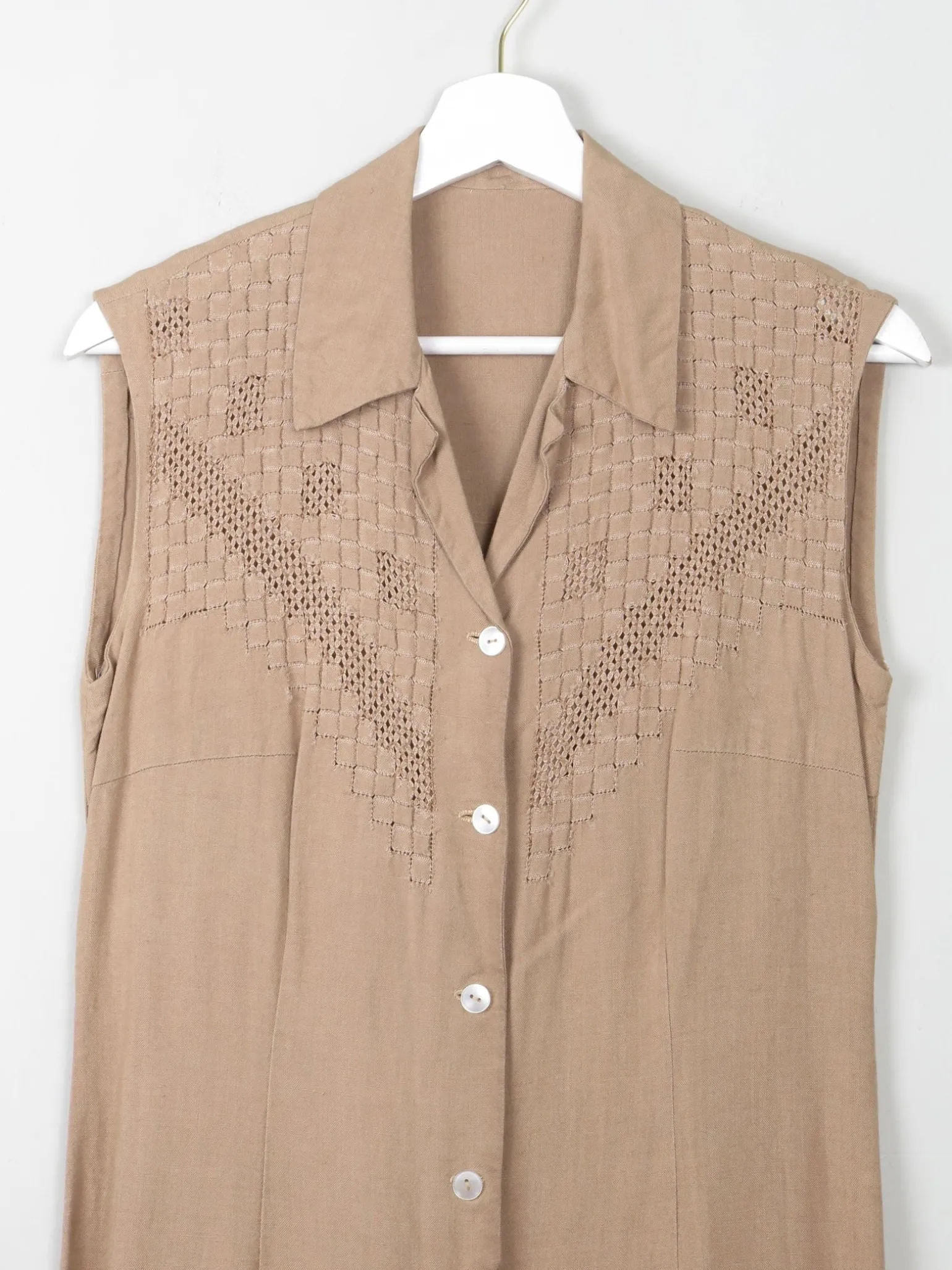 Vintage Linen Sleeveless Dress S