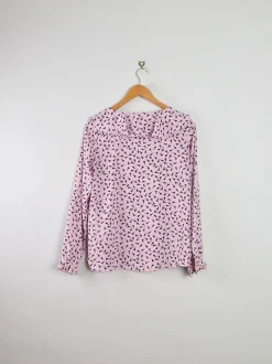 Vintage Loft Pink Ruffled Collar Blouse XS