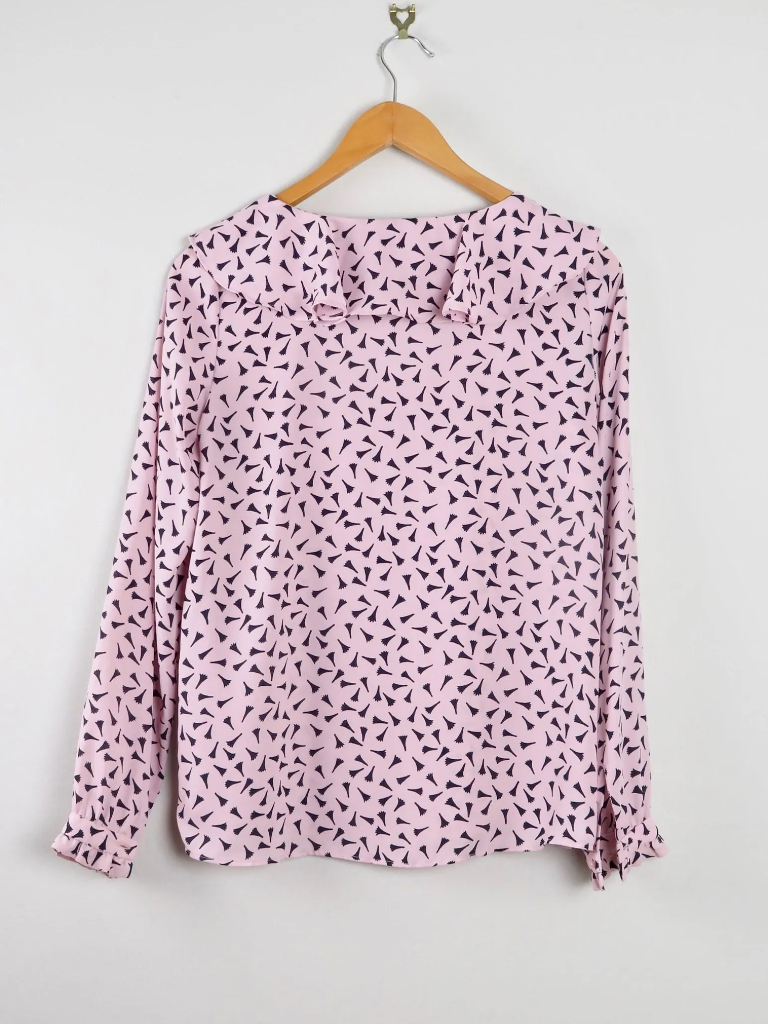 Vintage Loft Pink Ruffled Collar Blouse XS