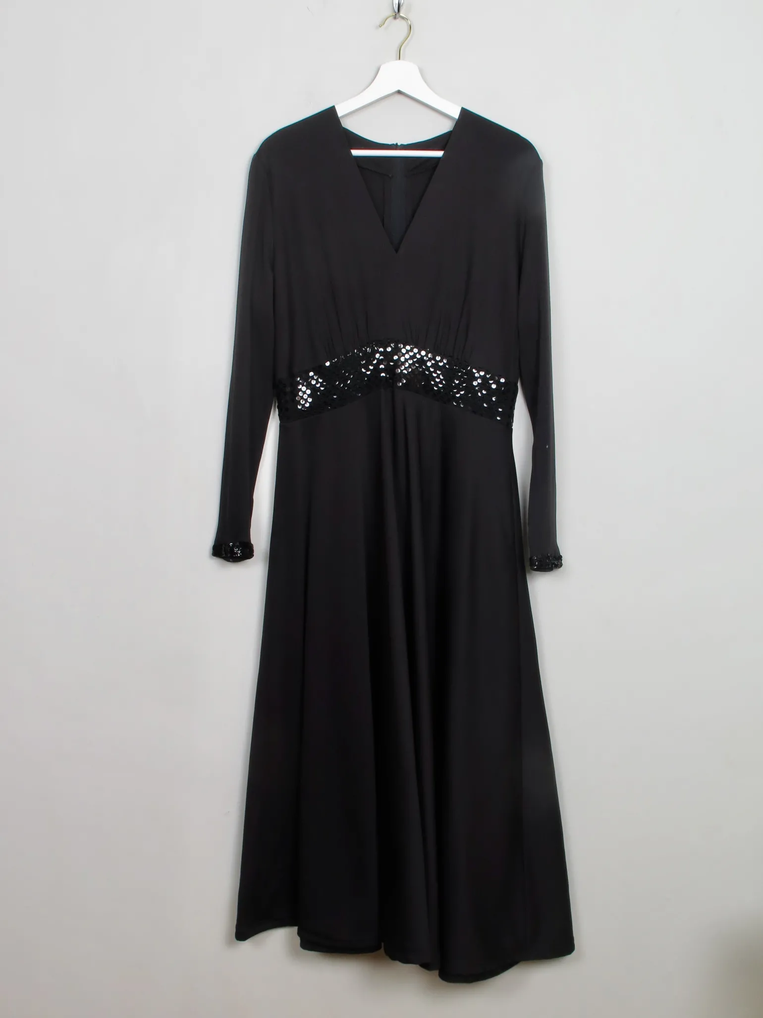 Vintage Long Black Dress With Sequin M