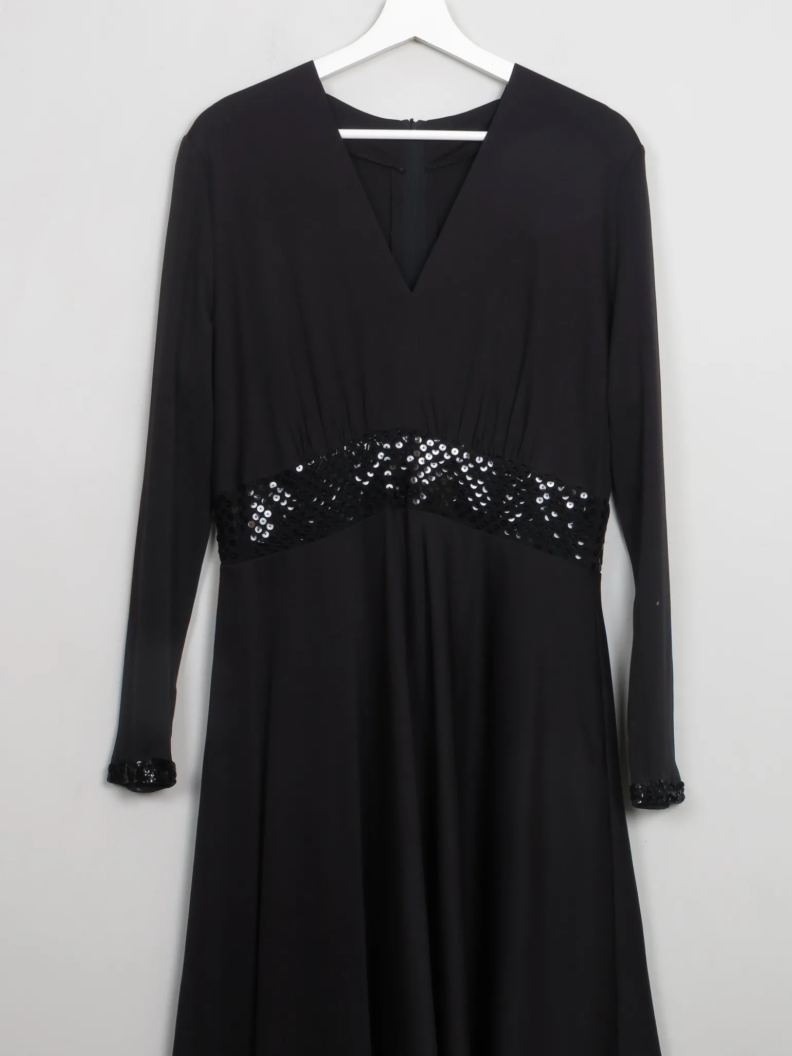 Vintage Long Black Dress With Sequin M