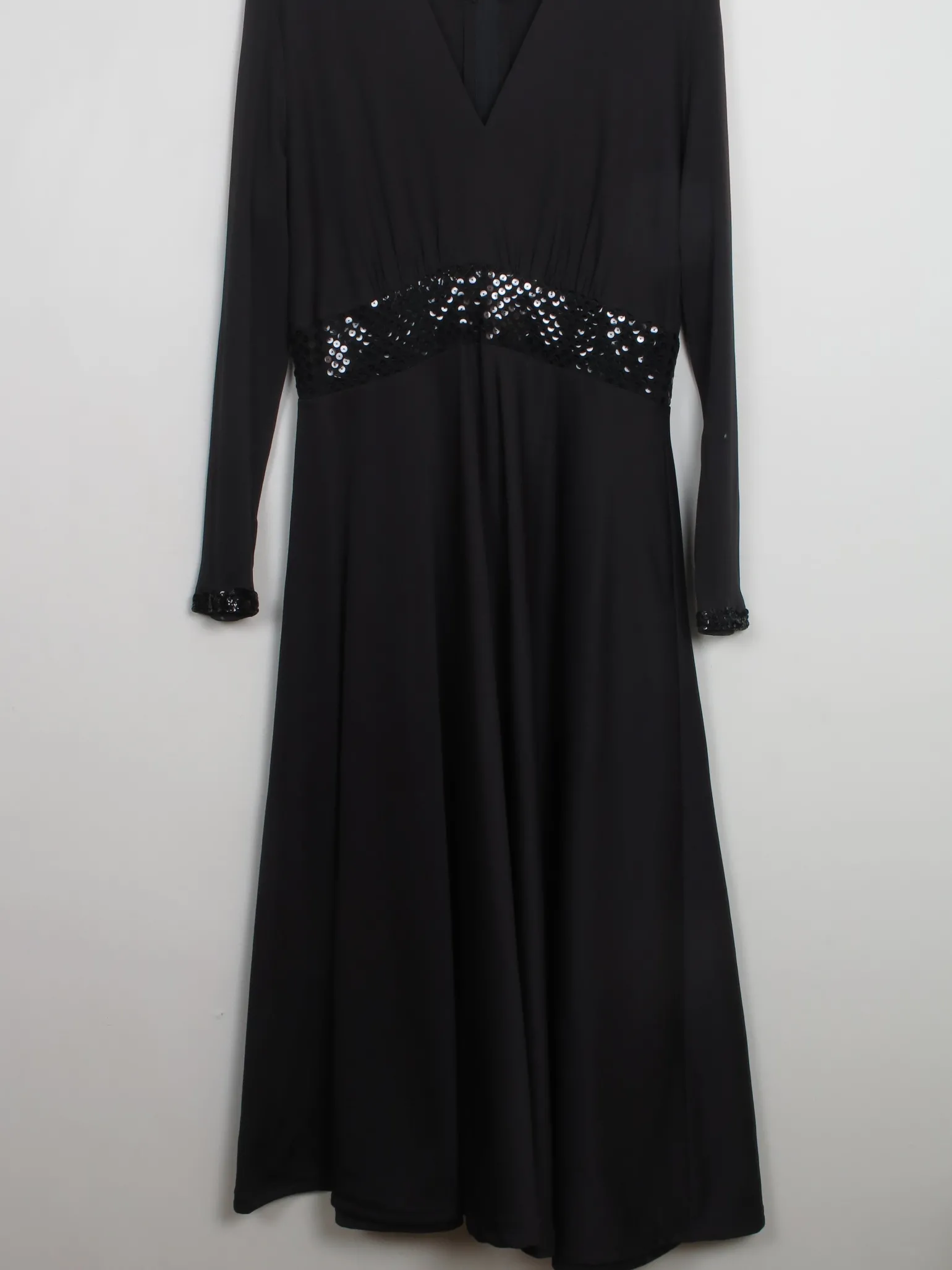 Vintage Long Black Dress With Sequin M