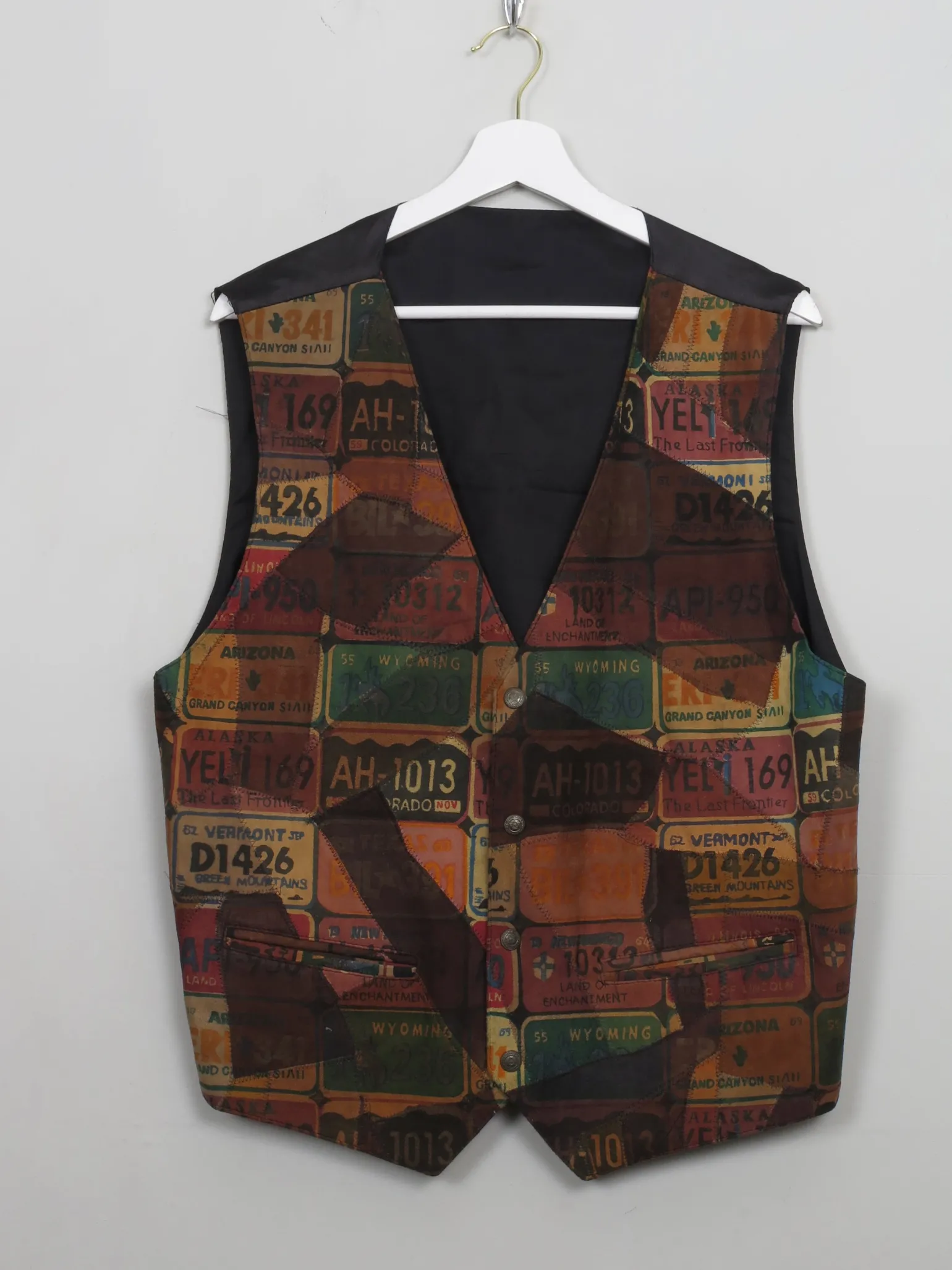 Vintage Men's Printed Suede Waistcoat L