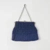 Vintage Navy Crochet Hand Bag