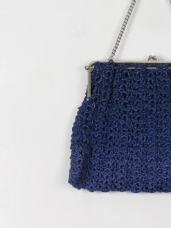 Vintage Navy Crochet Hand Bag