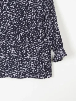 Vintage Navy Polka Dot Blouse With Frills  S