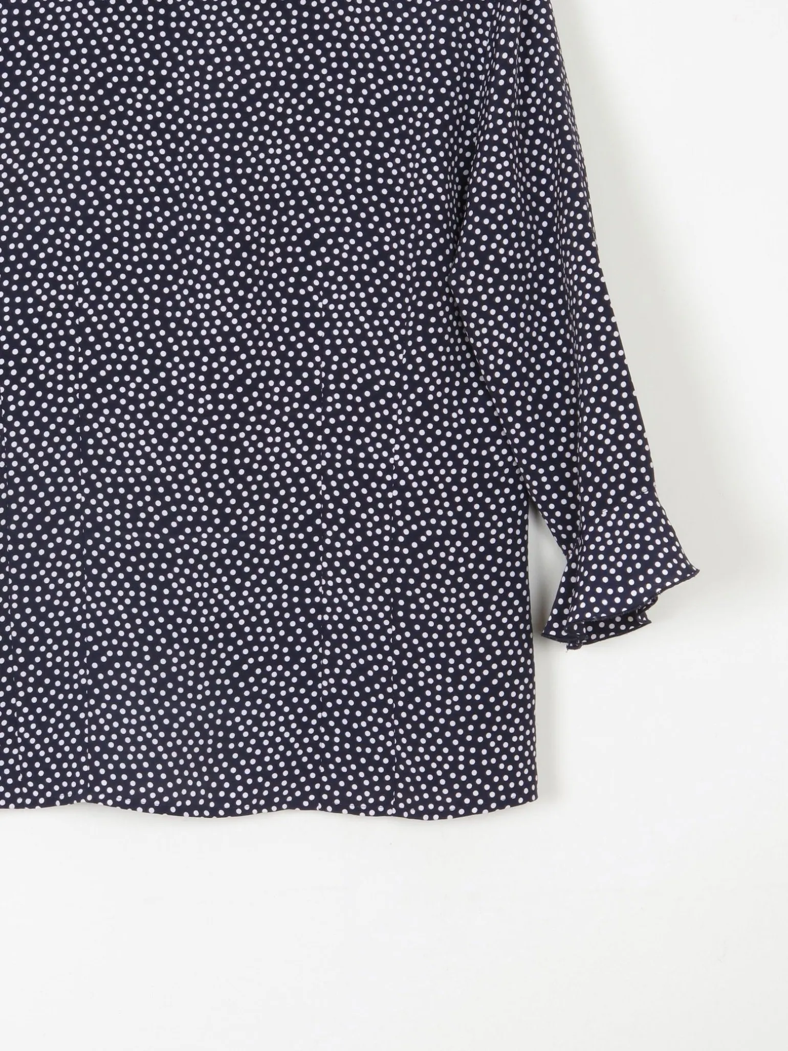 Vintage Navy Polka Dot Blouse With Frills  S