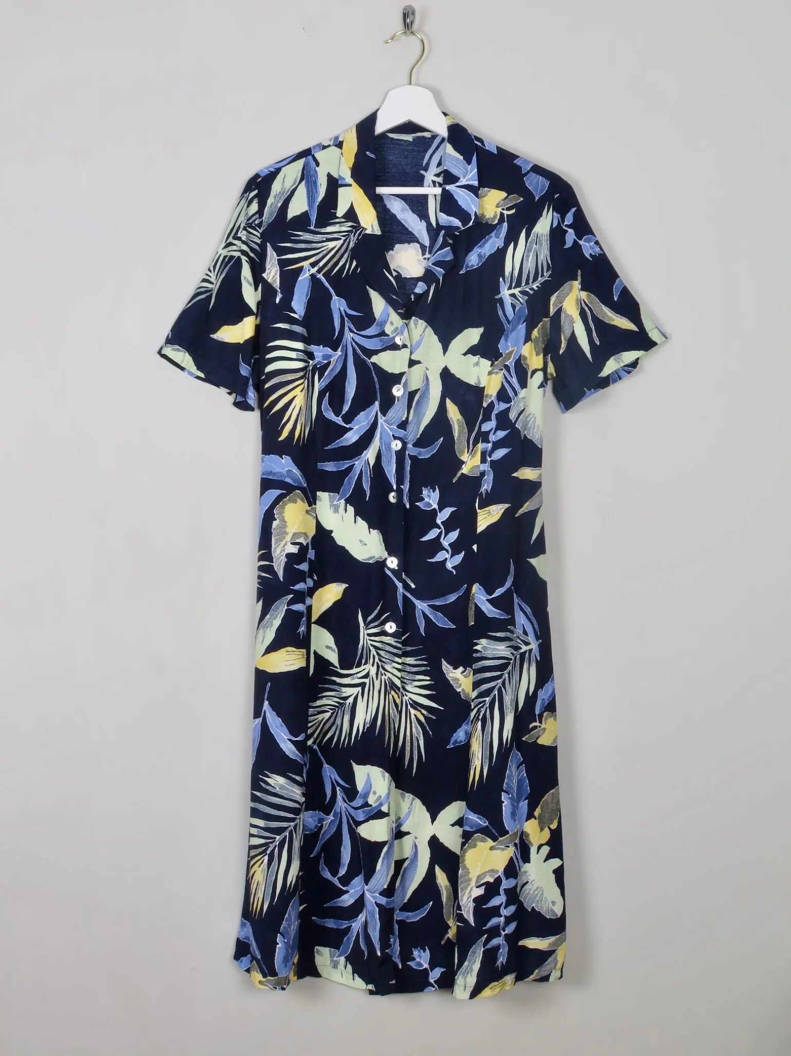 Vintage Navy Printed Safari Style Dress M/L