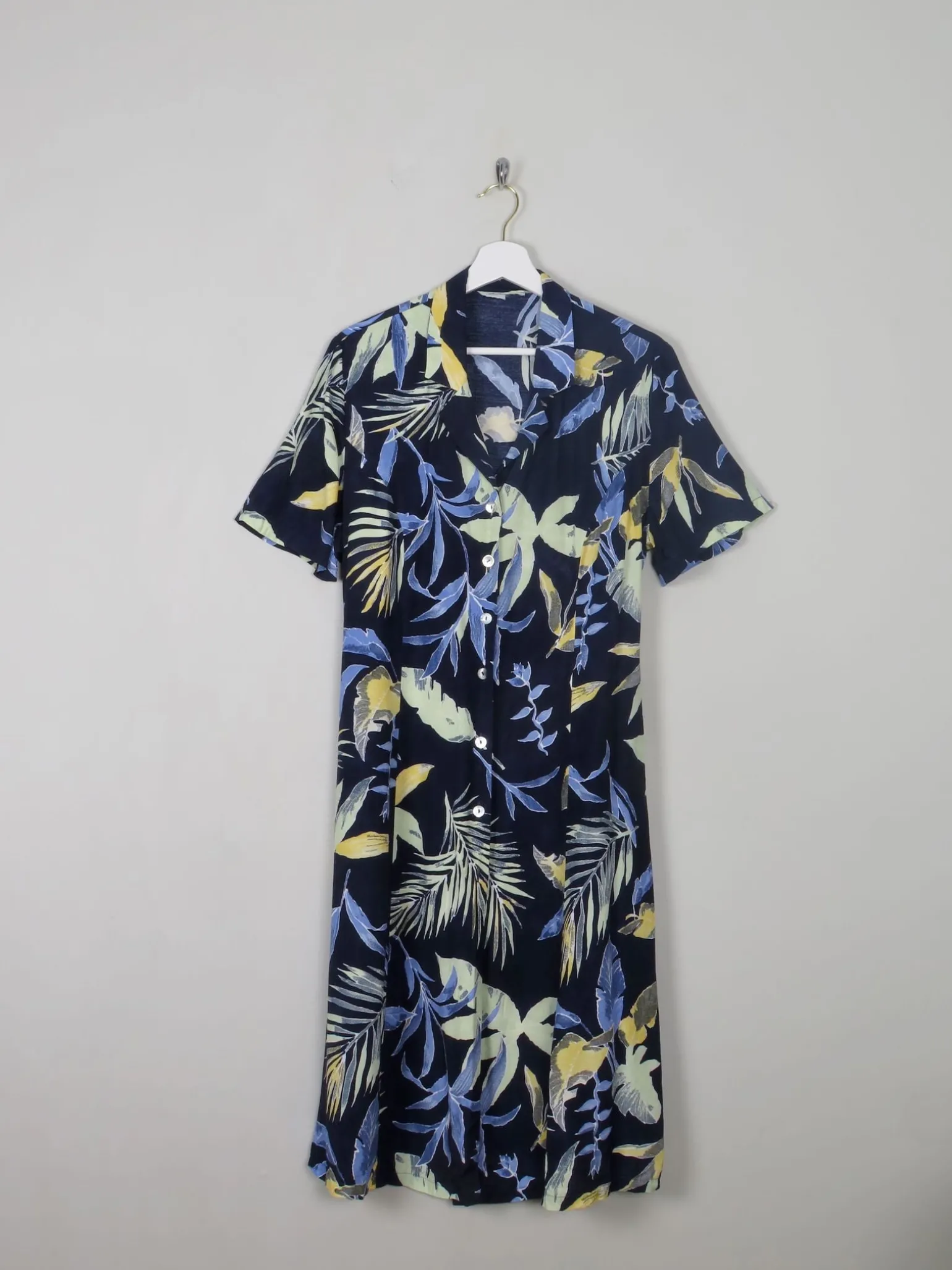 Vintage Navy Printed Safari Style Dress M/L