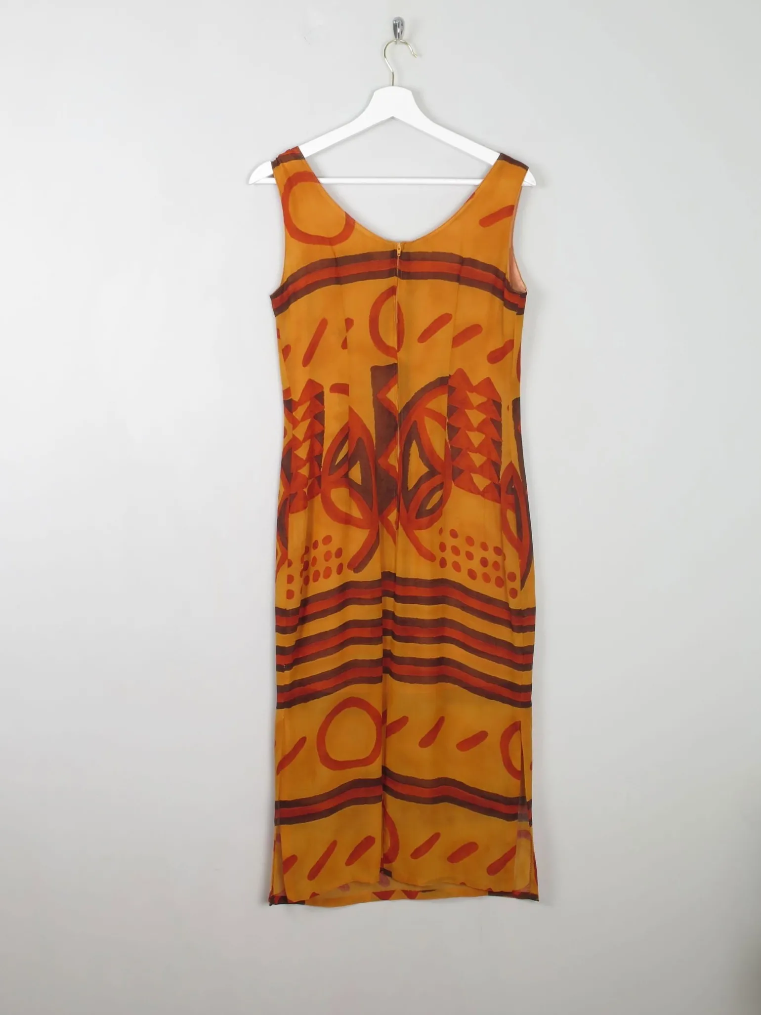 Vintage Orange Printed Dress S