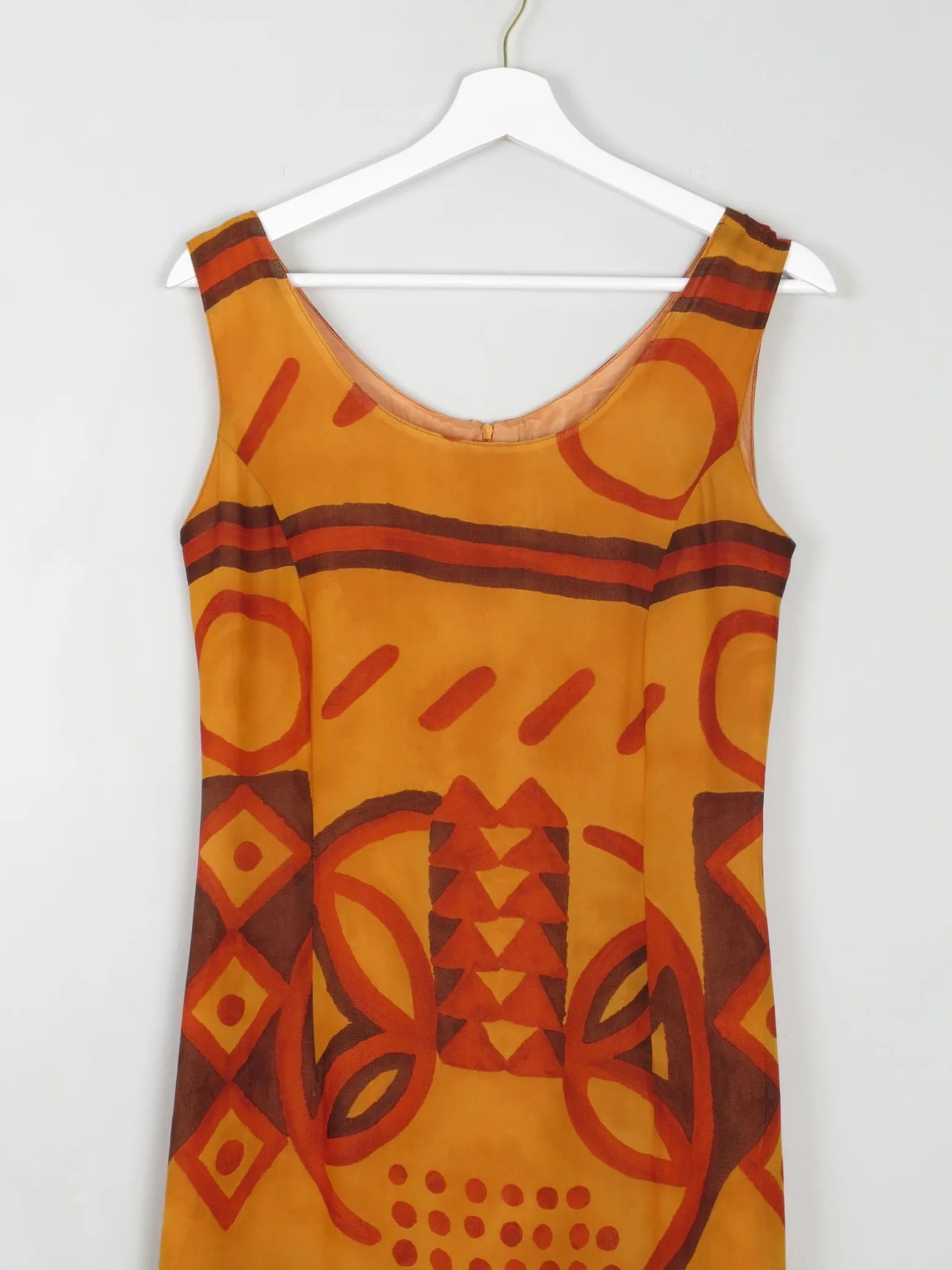 Vintage Orange Printed Dress S