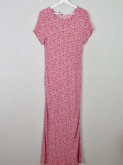 Vintage Pink Floral Maxi Dress M/L