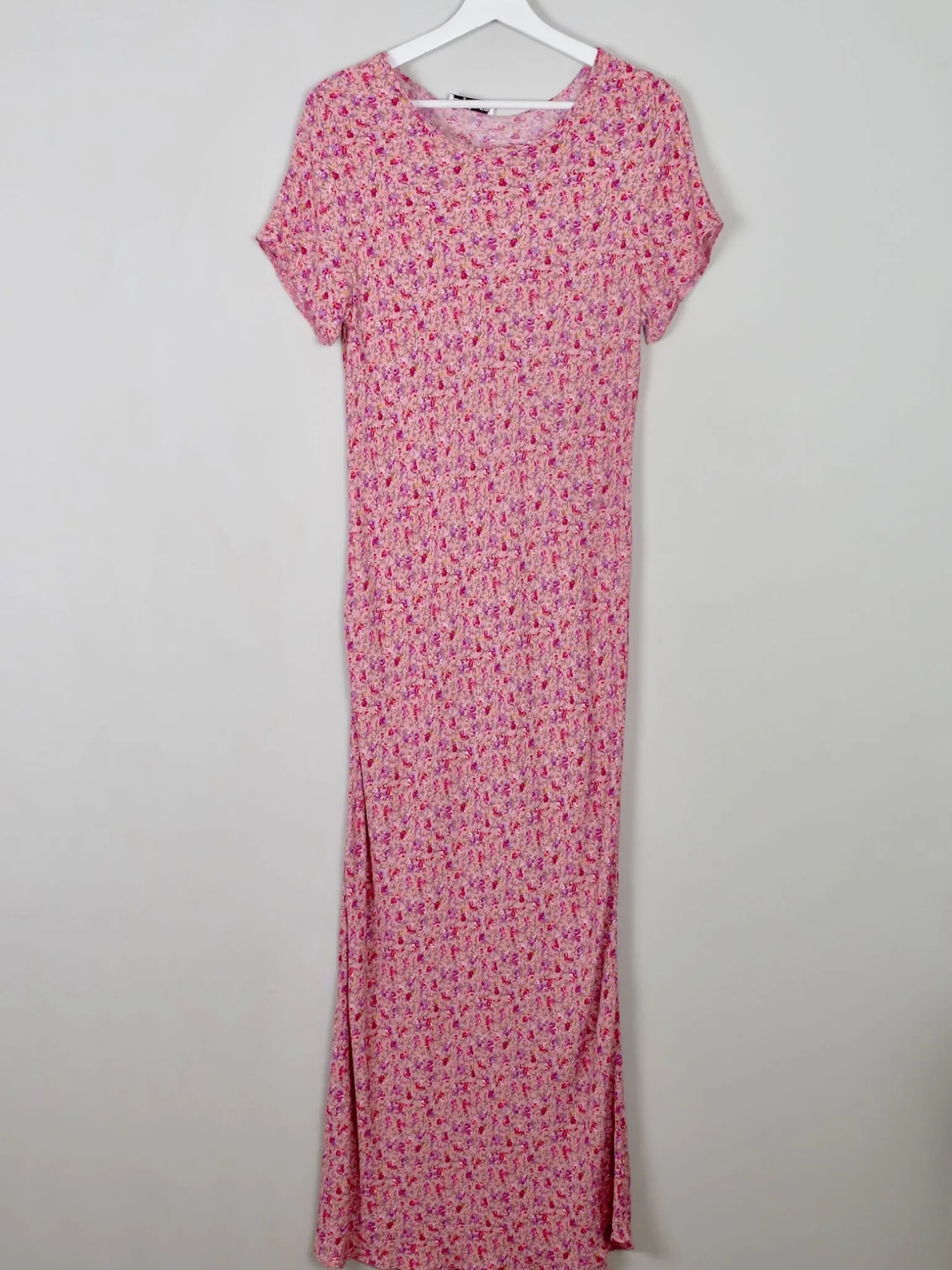 Vintage Pink Floral Maxi Dress M/L
