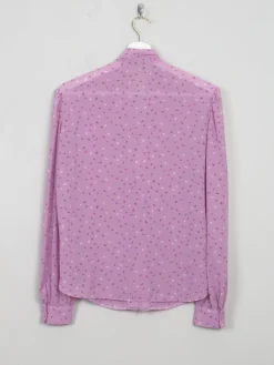Vintage Pink Printed Tie Neck Blouse M