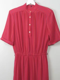 Vintage Pink Striped Dress 70s M