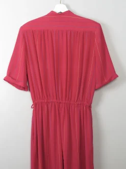 Vintage Pink Striped Dress 70s M
