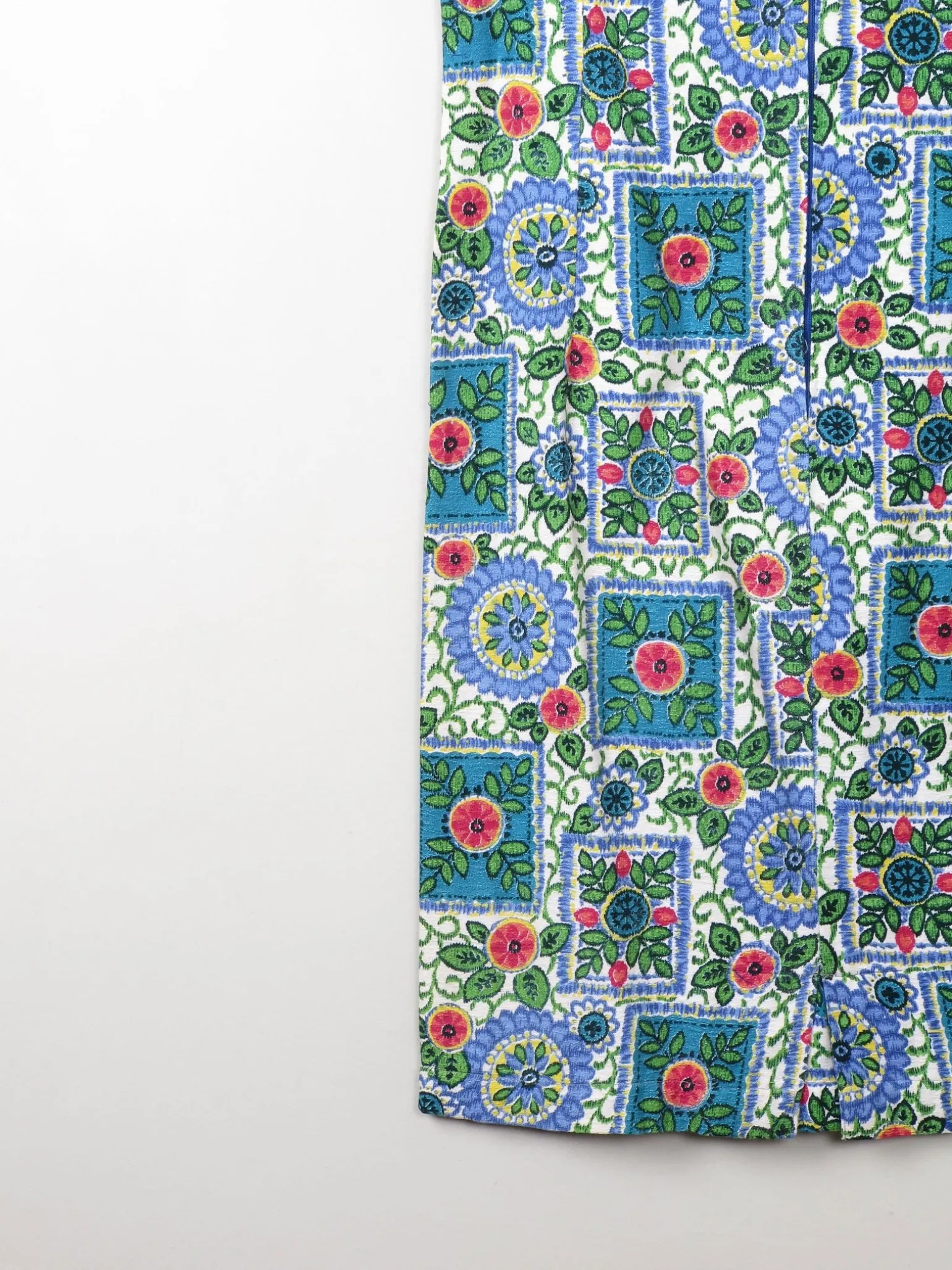 Vintage Printed Blue 1960s Dress XS