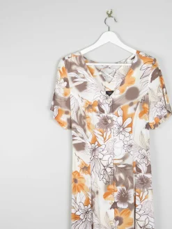 Vintage Printed Button Down Dress S