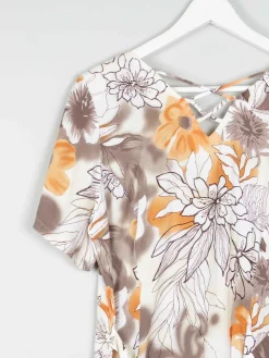 Vintage Printed Button Down Dress S