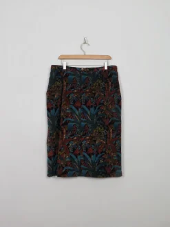 Vintage Printed Corduroy Midi Skirt 34