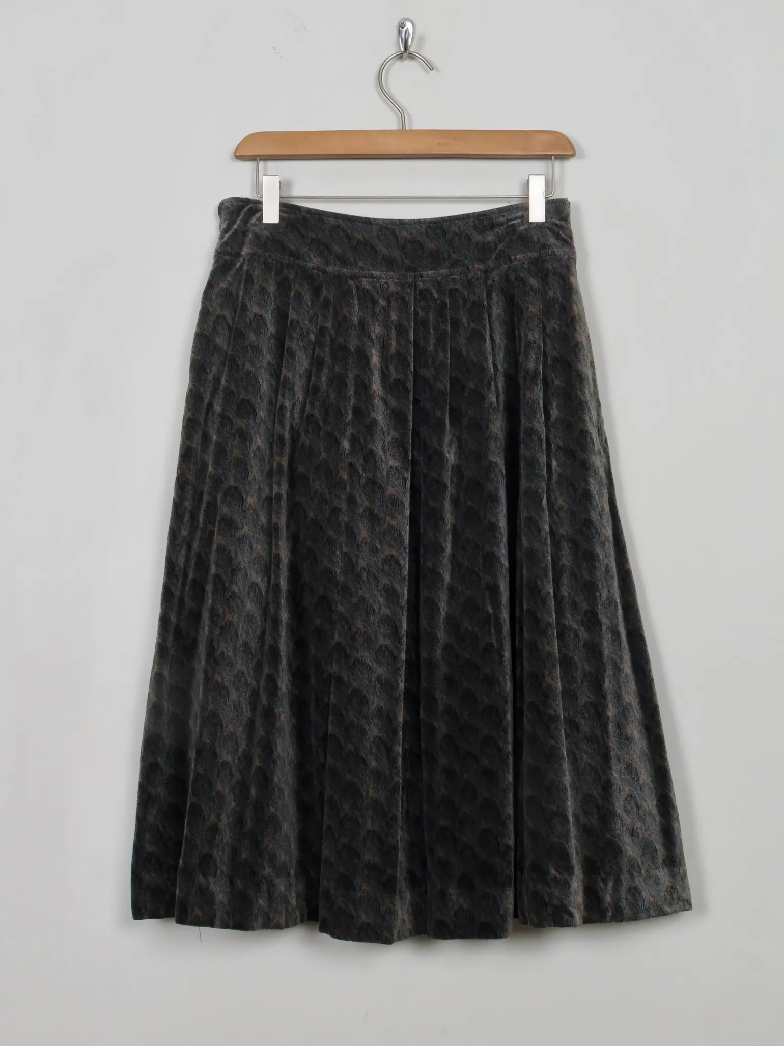 Vintage Printed Velvet Full Skirt 27"W