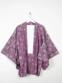 Vintage Purple Silk Printed Kimono M/L