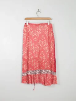 Vintage Red & Blue Printed Skirt M/L