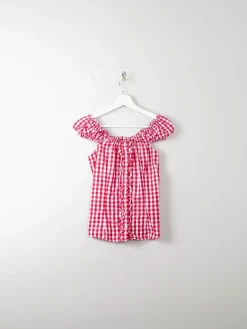 Vintage Red & White Check Top S
