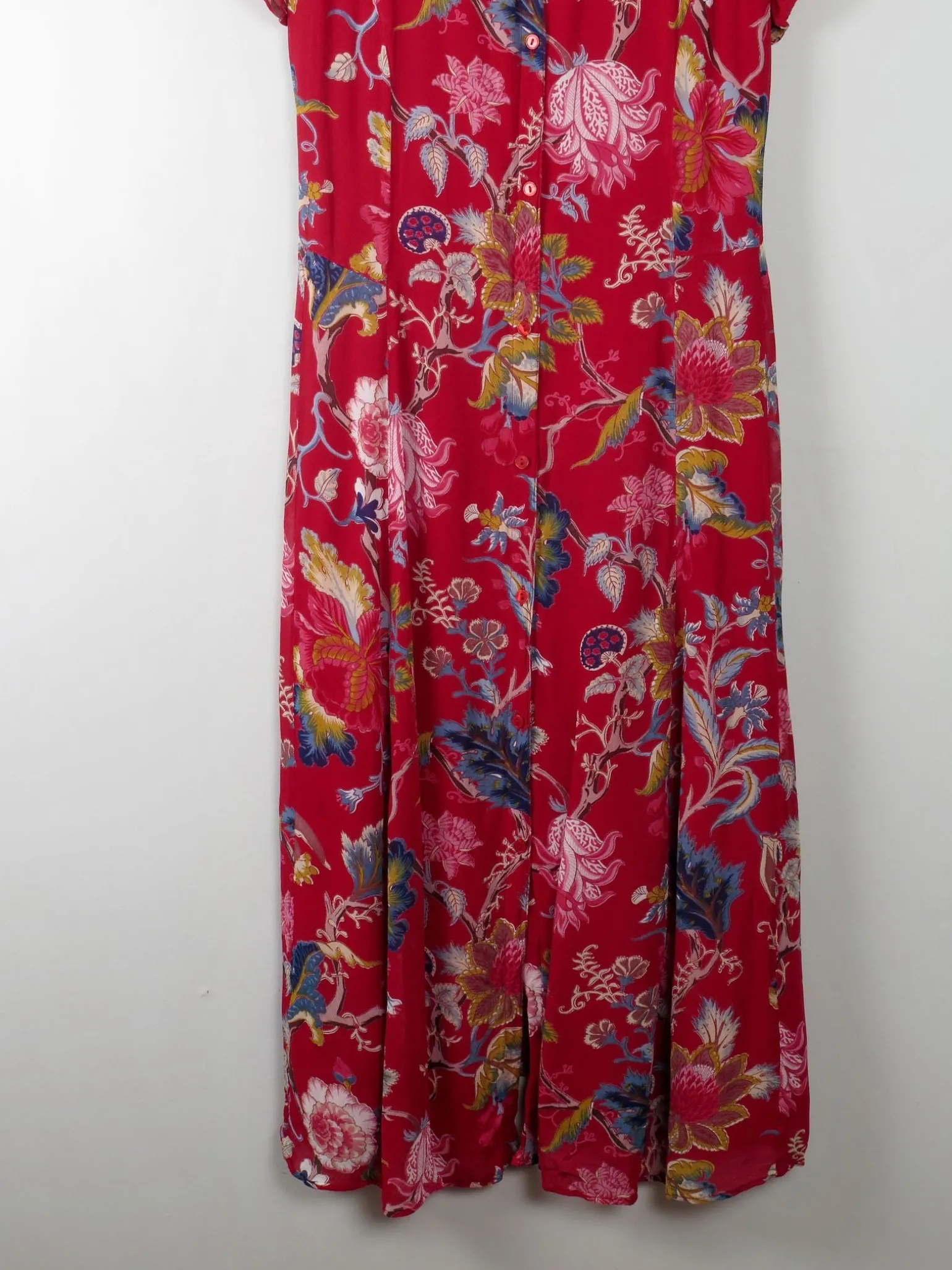 Vintage Red Button Down Midi Dress S/M