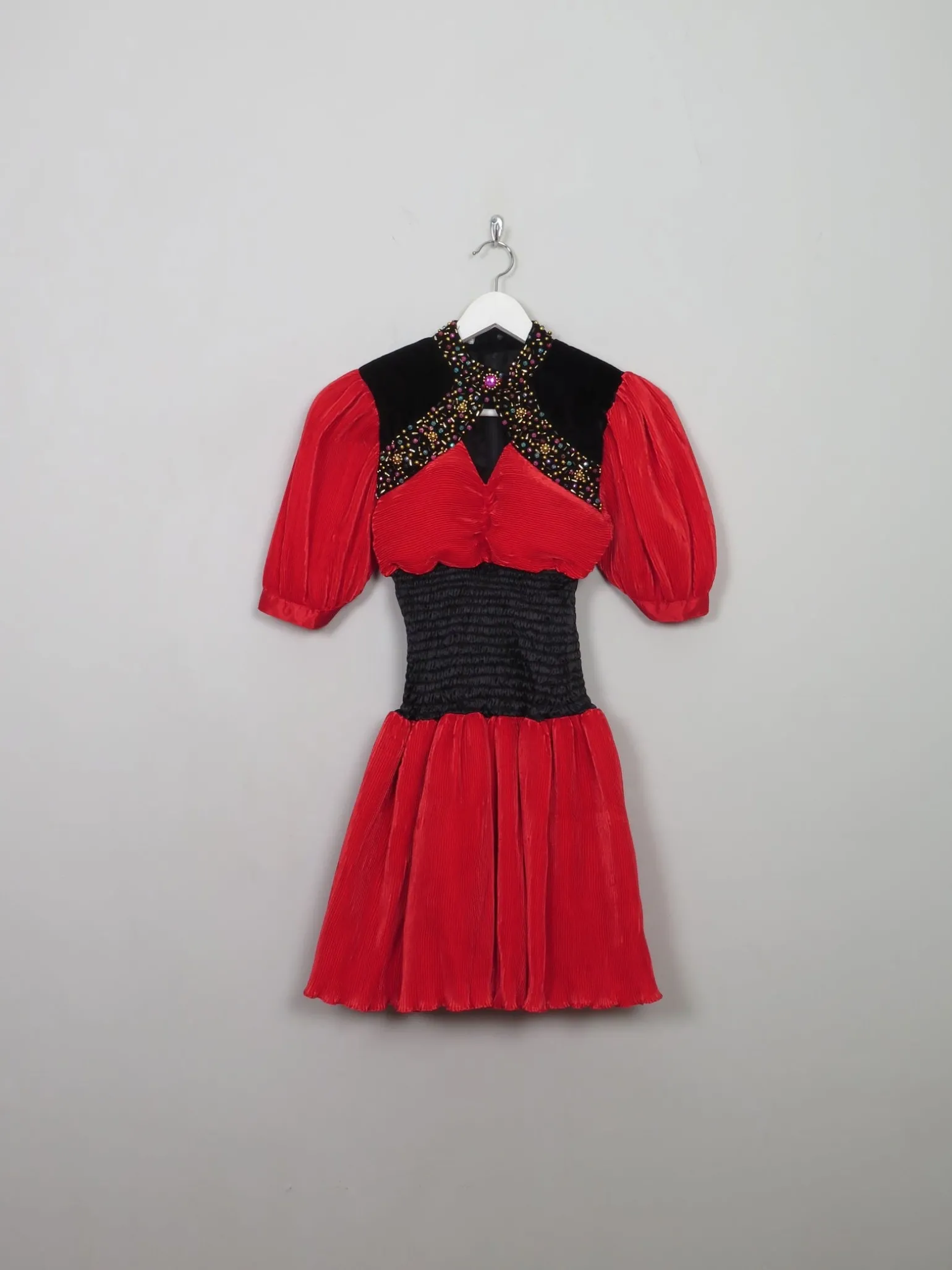 Vintage Red Embellished 80's Dress XS/S