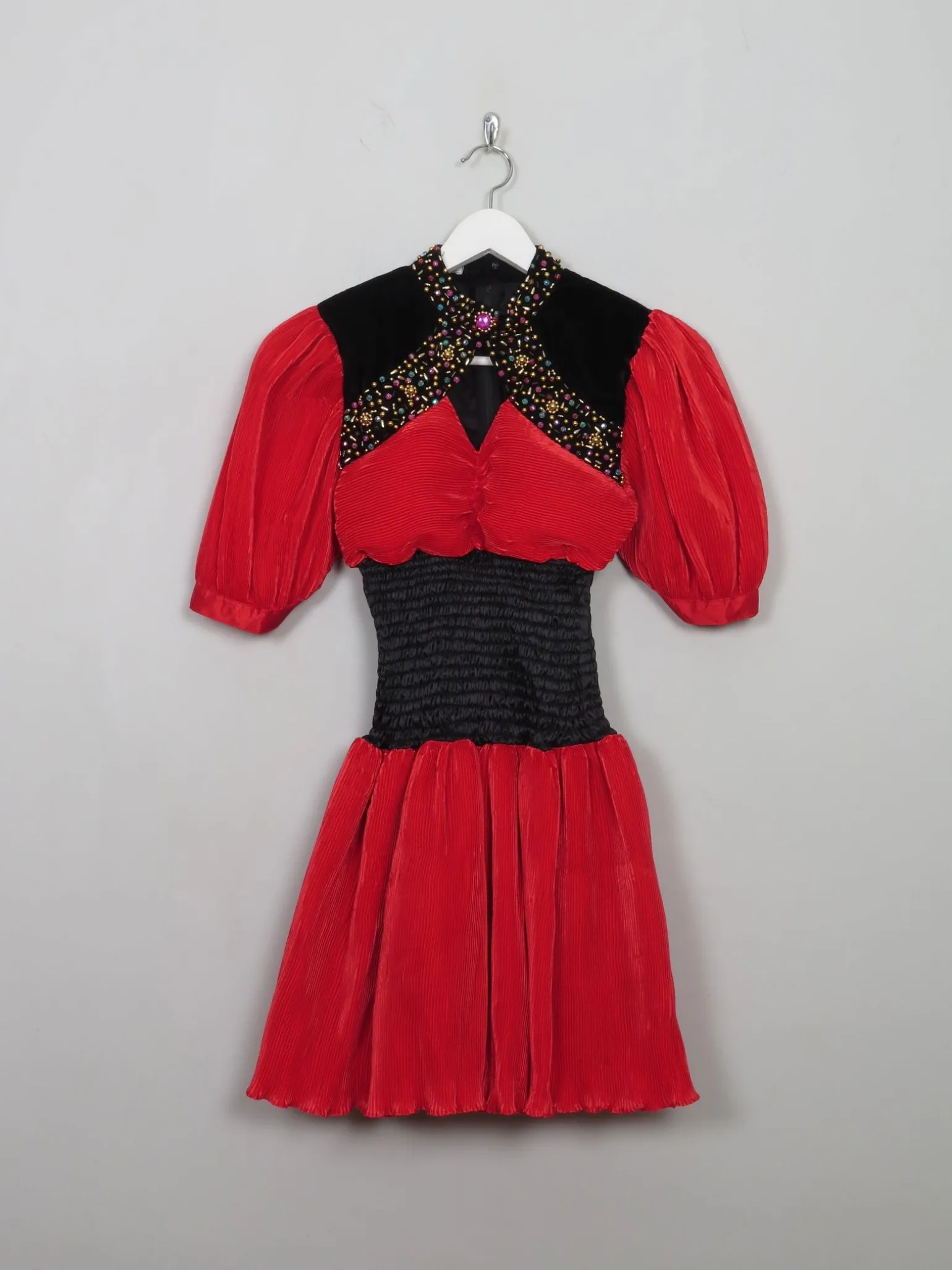 Vintage Red Embellished 80's Dress XS/S