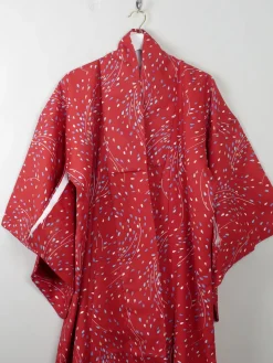 Vintage Red Printed Kimono S-M