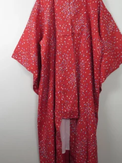 Vintage Red Printed Kimono S-M