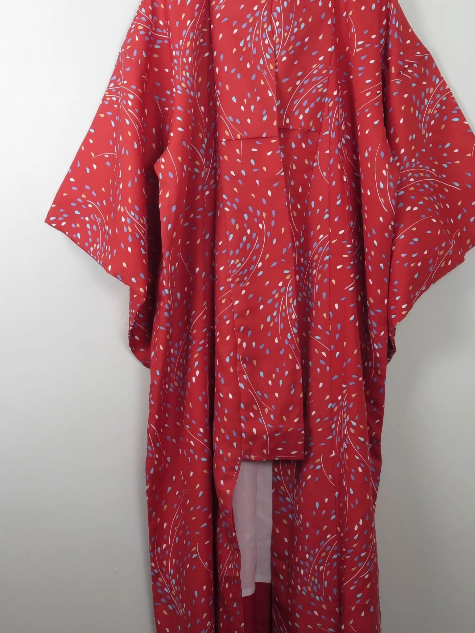 Vintage Red Printed Kimono S-M