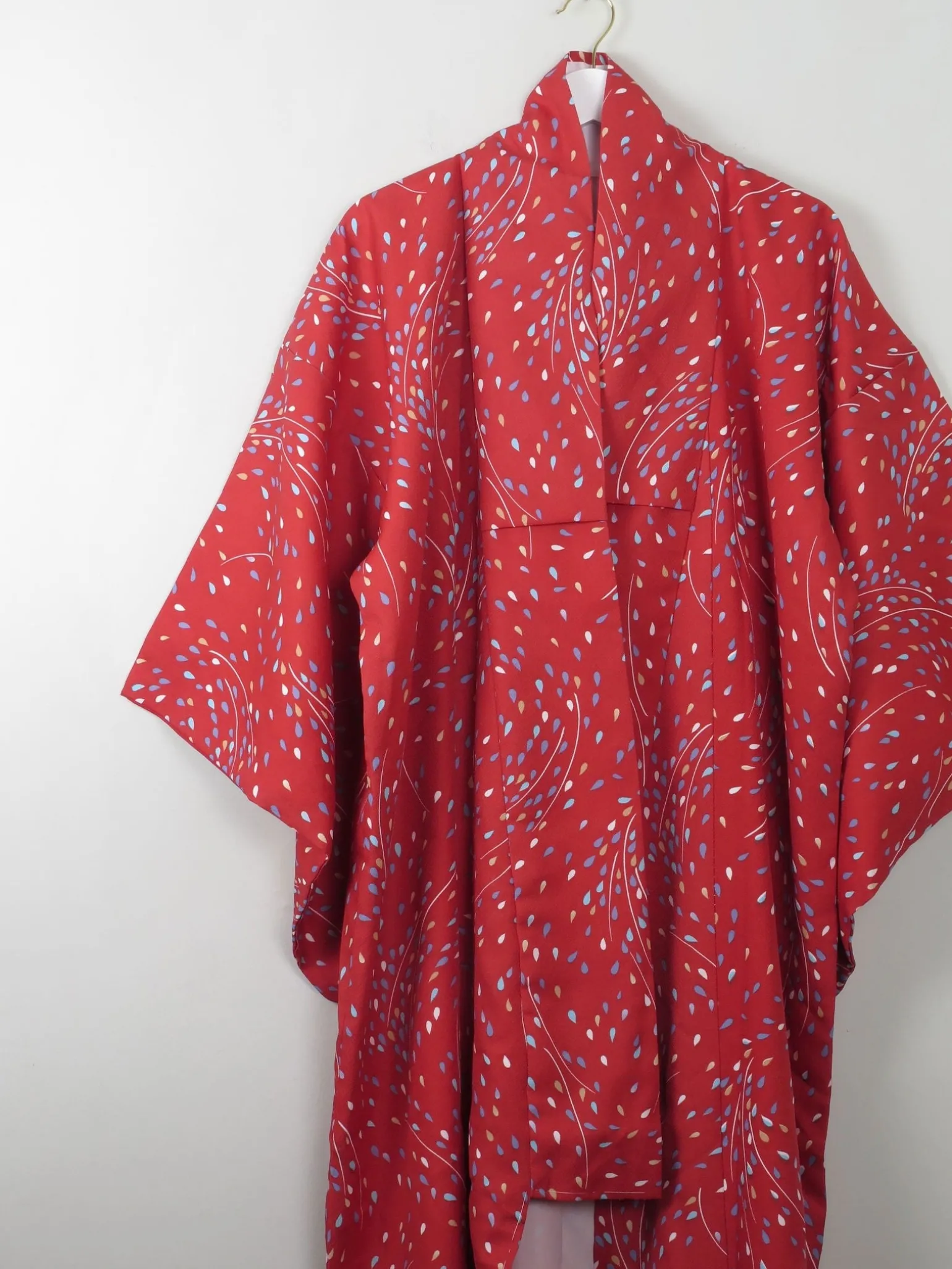 Vintage Red Printed Kimono S-M