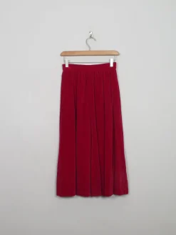 Vintage Red Velvet Skirt Midi XXS 24" w