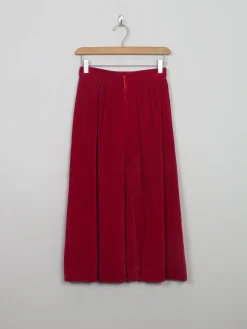 Vintage Red Velvet Skirt Midi XXS 24