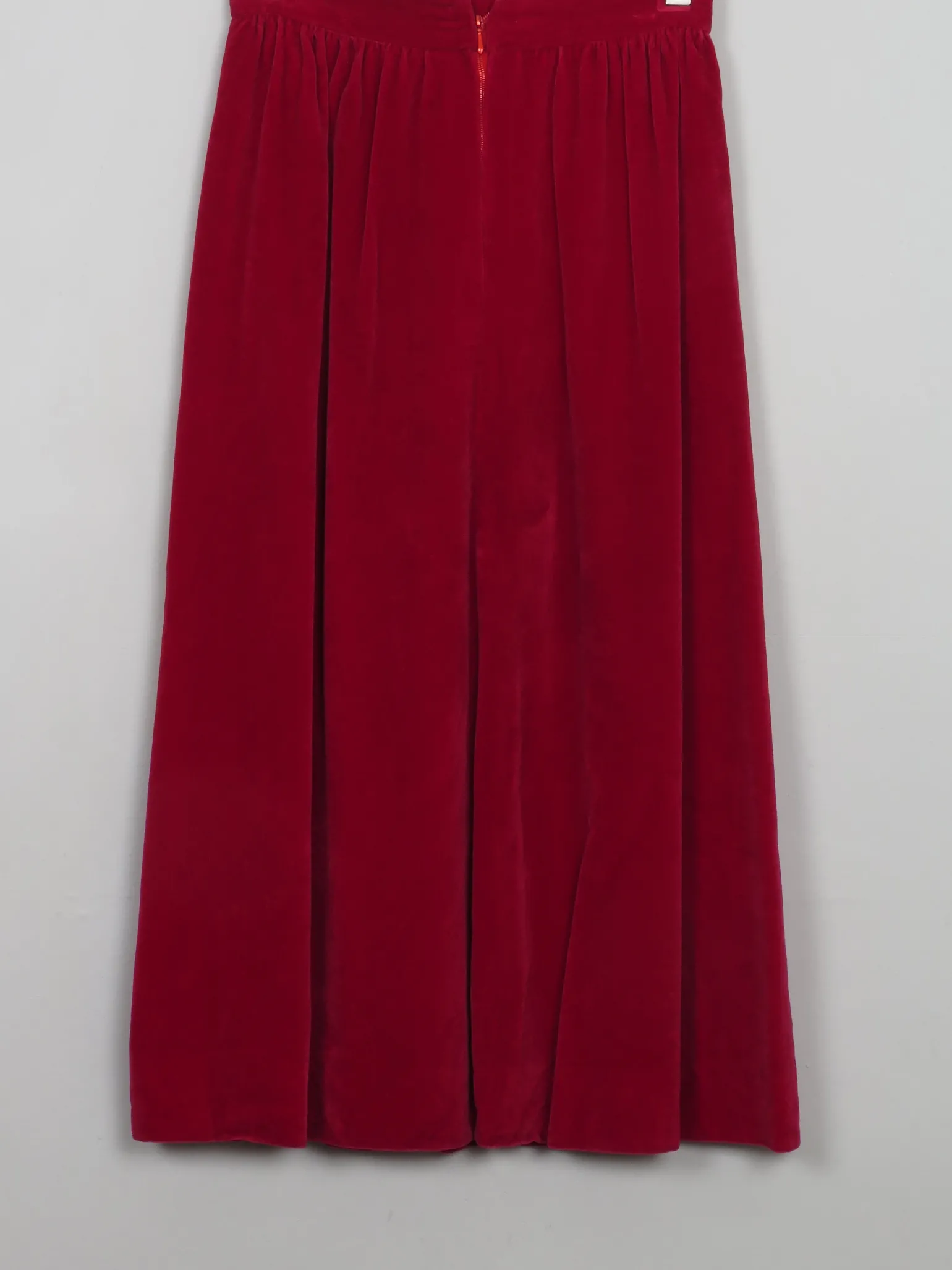 Vintage Red Velvet Skirt Midi XXS 24" w